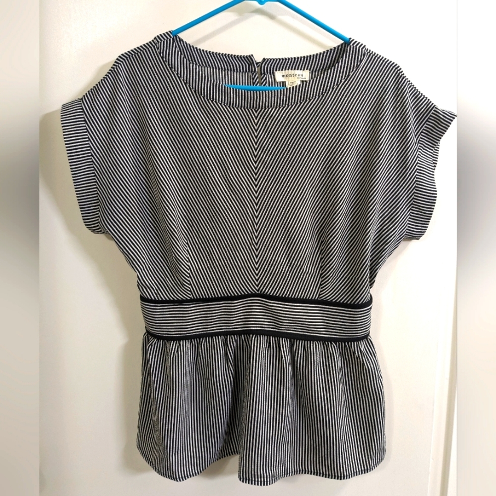 🌕 Monteau Los Angeles black and white striped blouse
